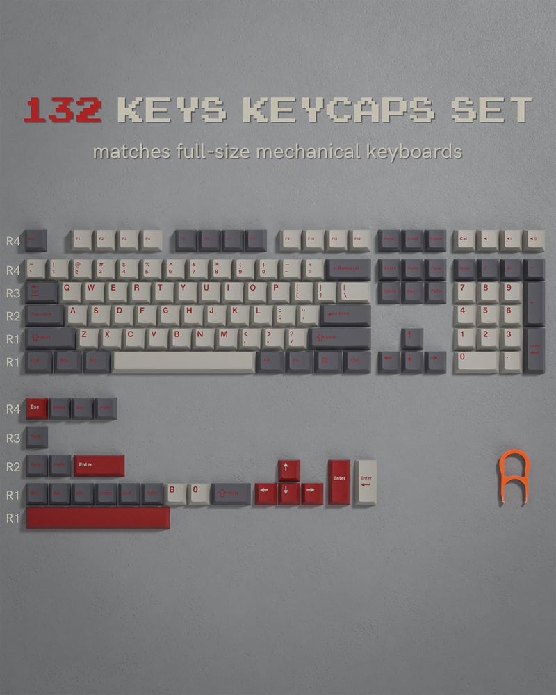 COSTOM Womier Double Shot PBT Keycaps Set 138 Keys, Cherry Profile Custom Keycaps 60 65 75 100 Percent for 61/64/68/84/87/100/104/108 Retro Gaming Mechanical Keyboard, Purple Gray - Image 2